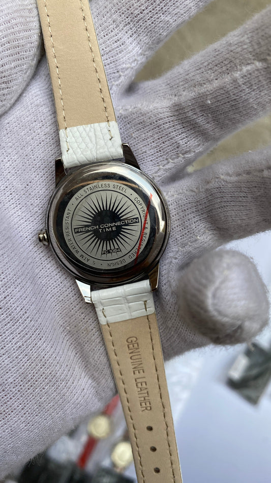 French Connection Silver Tone Analog Quartz Ladies Womens Wrist Watch FC1064